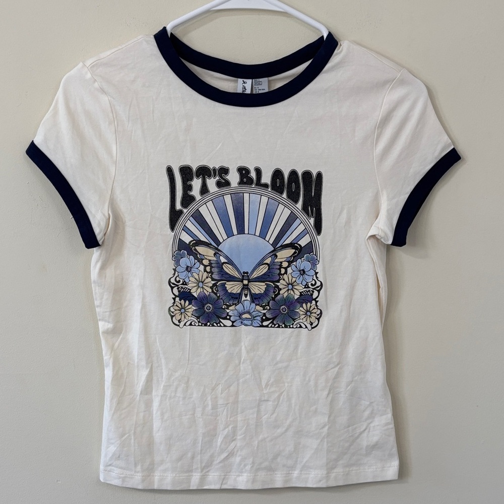 New & Other Stories Cap-Sleeve T-Shirt White Print Small - Picture 4 of 9